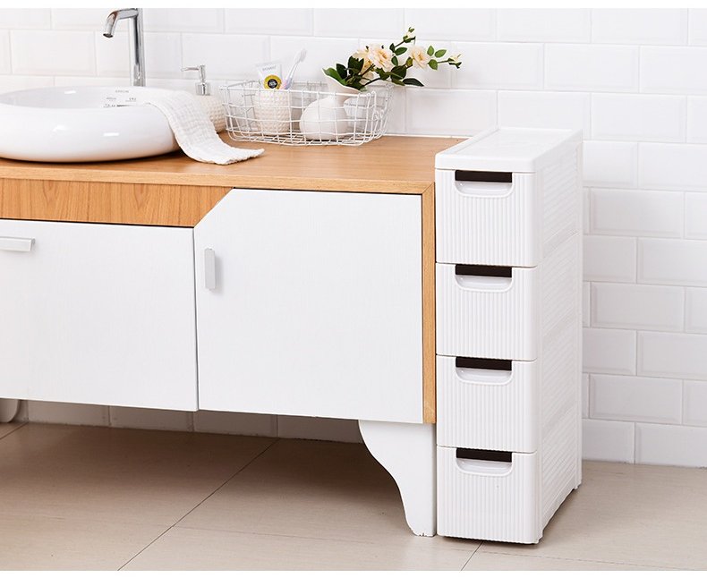 Model 7003 slim cabinet beside bathroom vanity